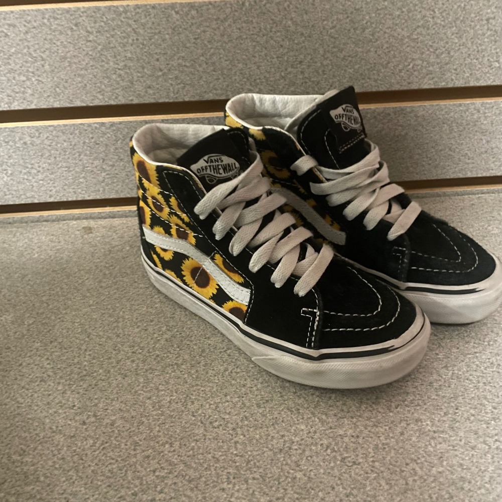 Vans Kids Sk8-Hi Sunflower Black Yellow Floral High Top Sneakers Size 12.0